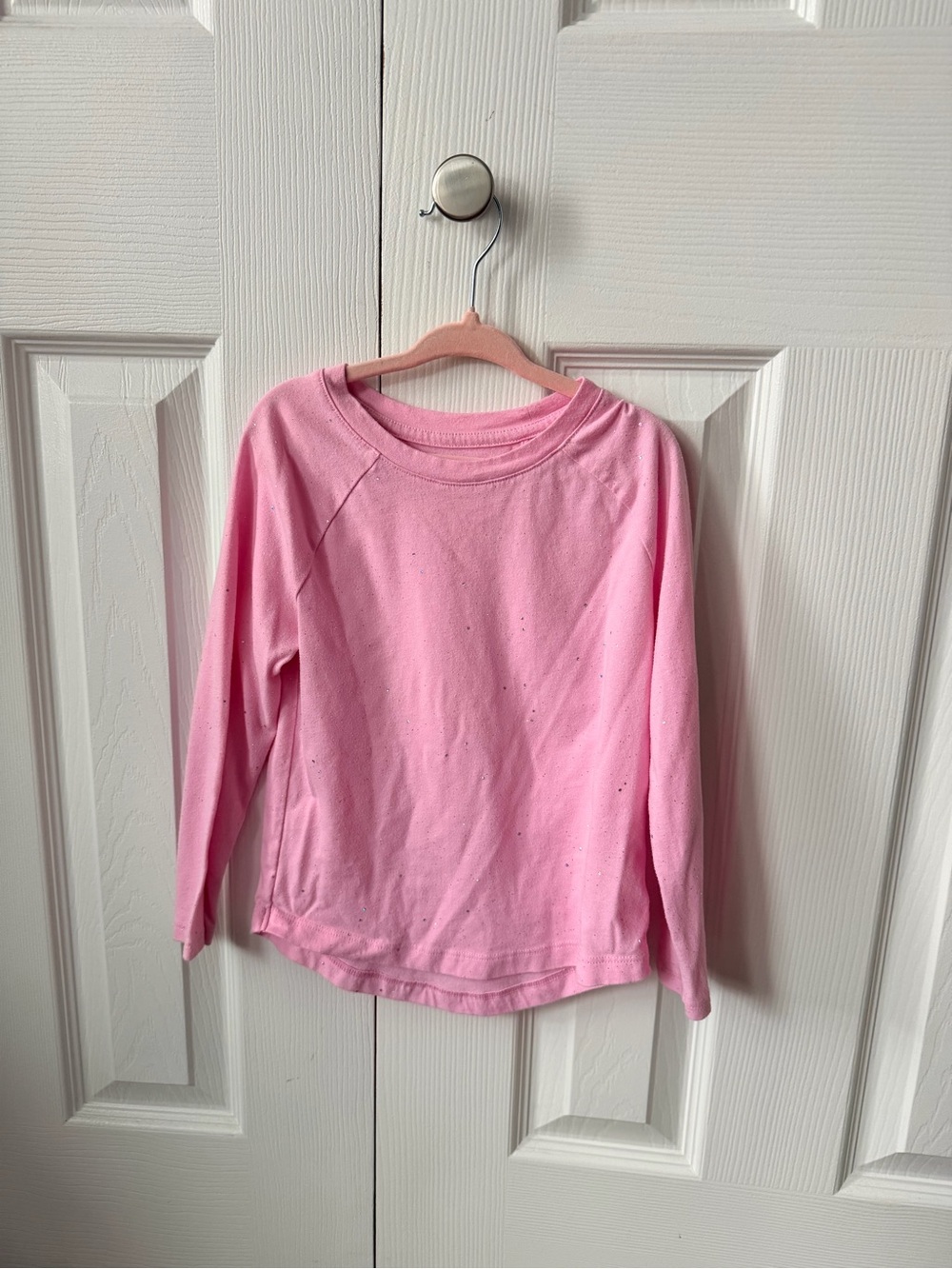 🍭6/$30 Cat & Jack Girls Pink Silver Glitter Sparkle Long Sleeve Shirt Size 5T